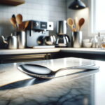 A spoon on a counter.